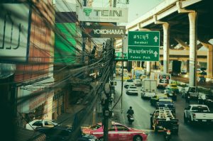 Future Park, and Saraburi Road signs on Vibhavadi Rangsit Road (Highway 31), Pathum Thani