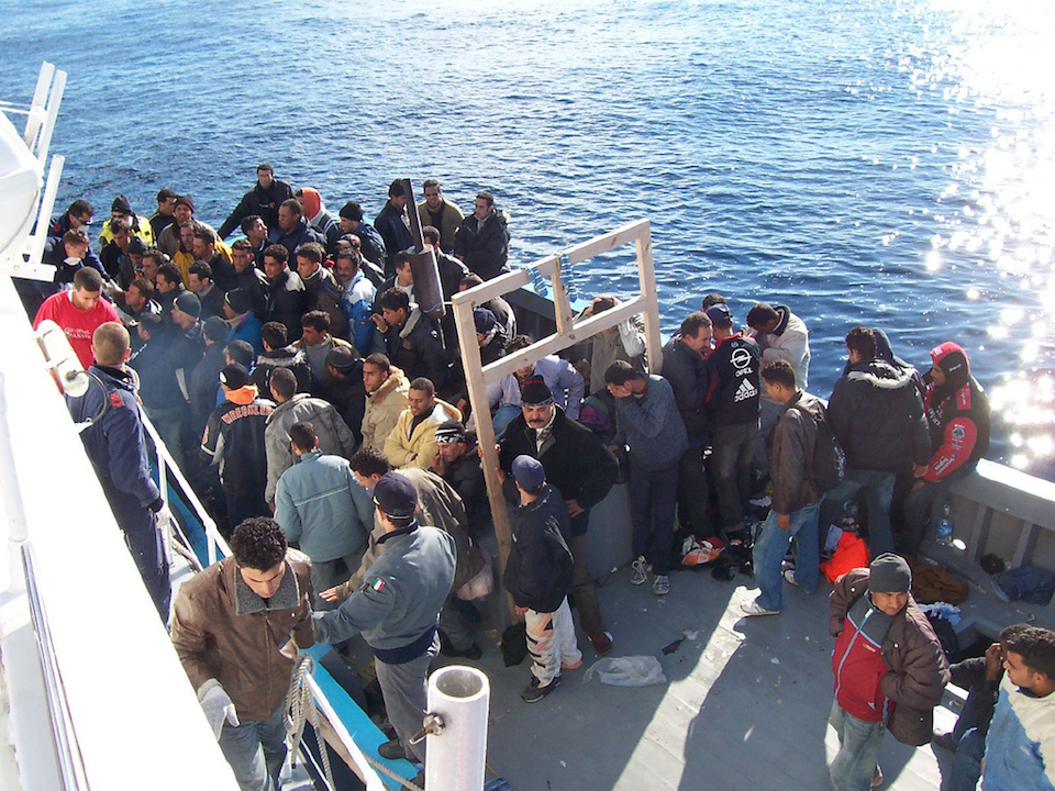 Refugees from North Africa in Lampedusa, Italy