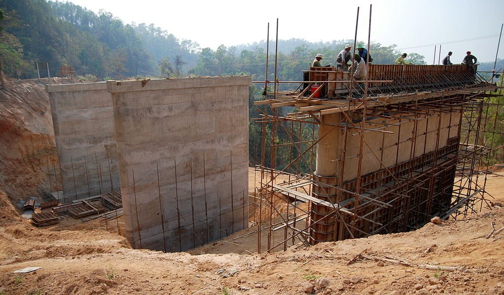 Workers building a bridge in Mae Hong Son