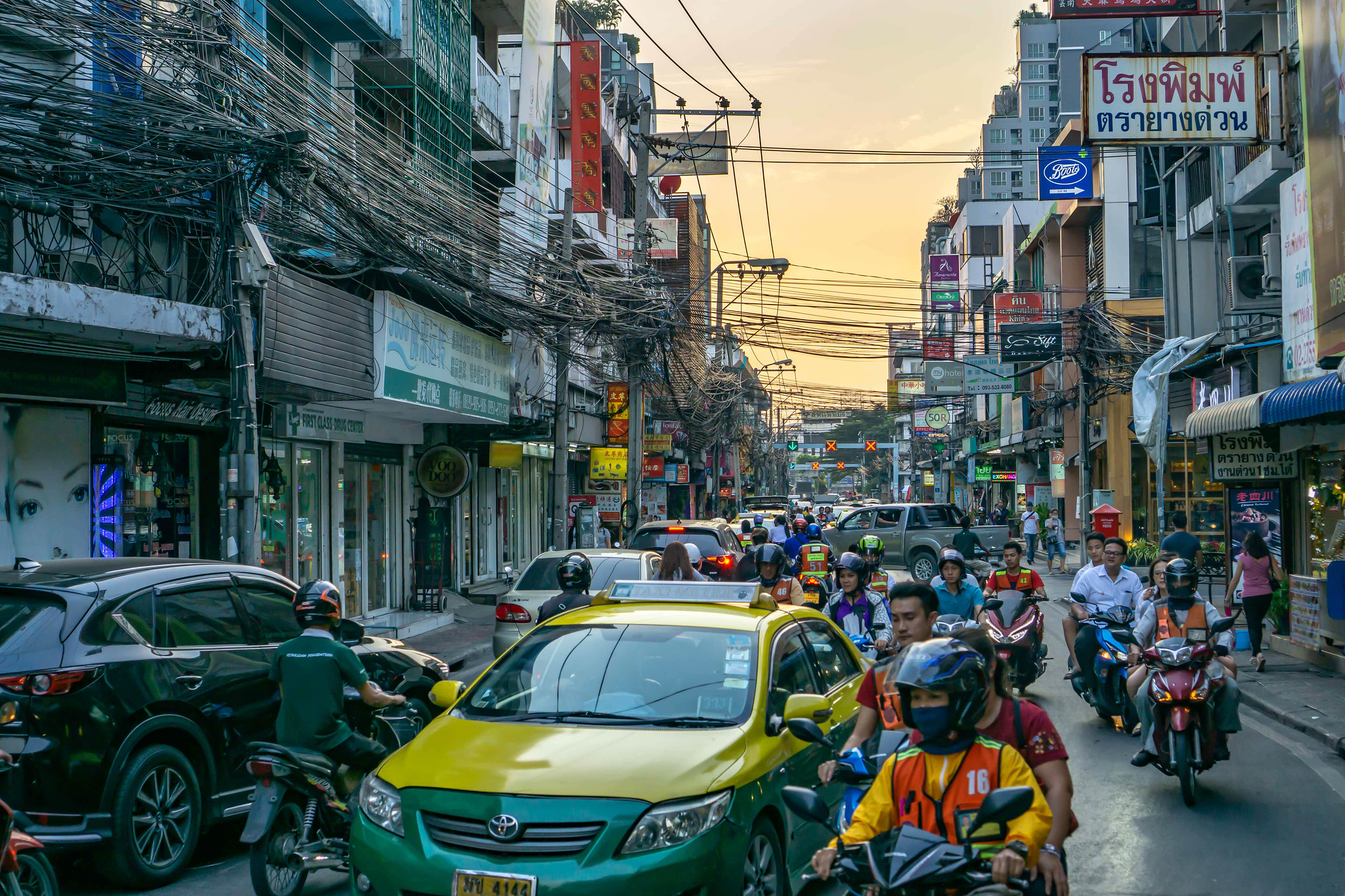 Traffic jam in Bangkok street.