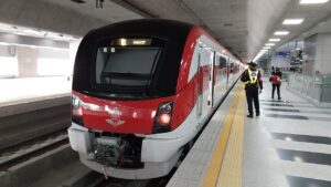 SRT Dark Red Line train at Bang Sue Grand Station in Bangkok