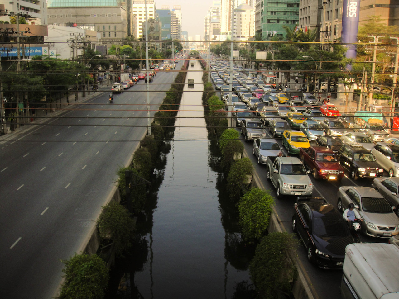 Traffic jam on Sathorn Road in Bangkok