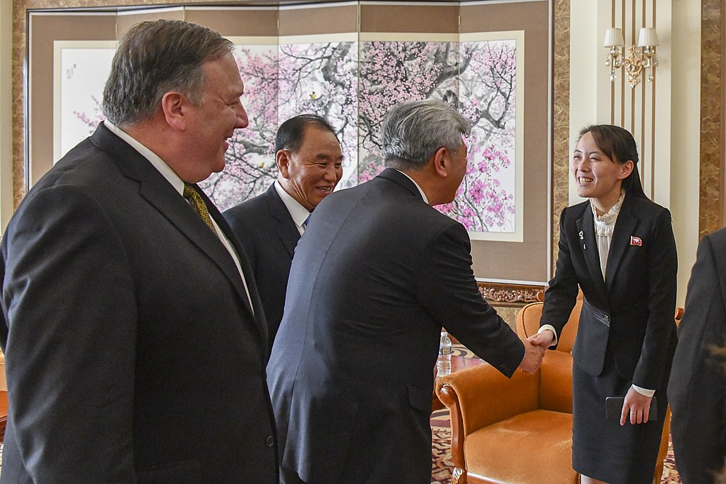 Secretary of State Michael R. Pompeo during the meeting with Chairman Kim Jong Un and Kim's sister, Kim Yo-Jong, in Pyongyang, Democratic People's Republic of Korea