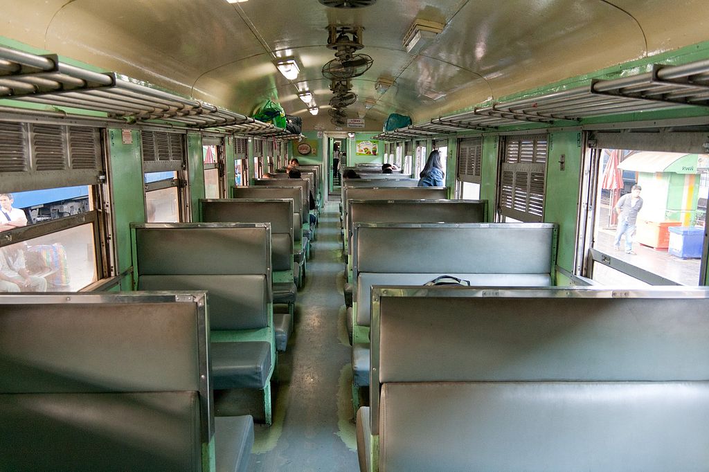 3rd train interior. Train No. 111 Bangkok - Denchai
