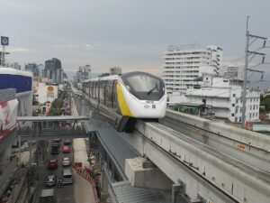 MRT monorail Yellow Line at Phawana Station, Bangkok.