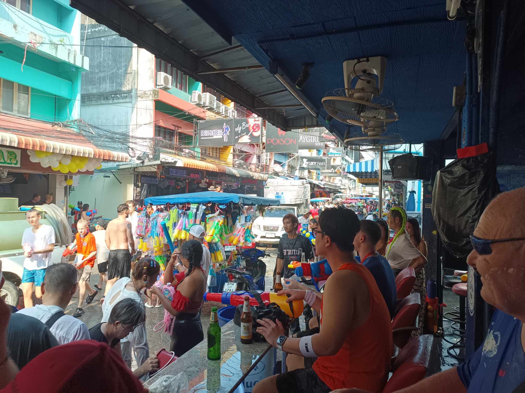 Soi Buakhao during Songkran. Soi Buakhao is located between South Pattaya and Central Pattaya roads.