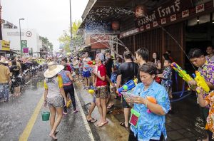 Water-fight in Chiang Mai during Songkran.