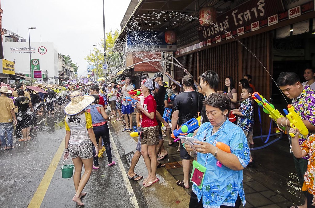 Water-fight in Chiang Mai during Songkran.