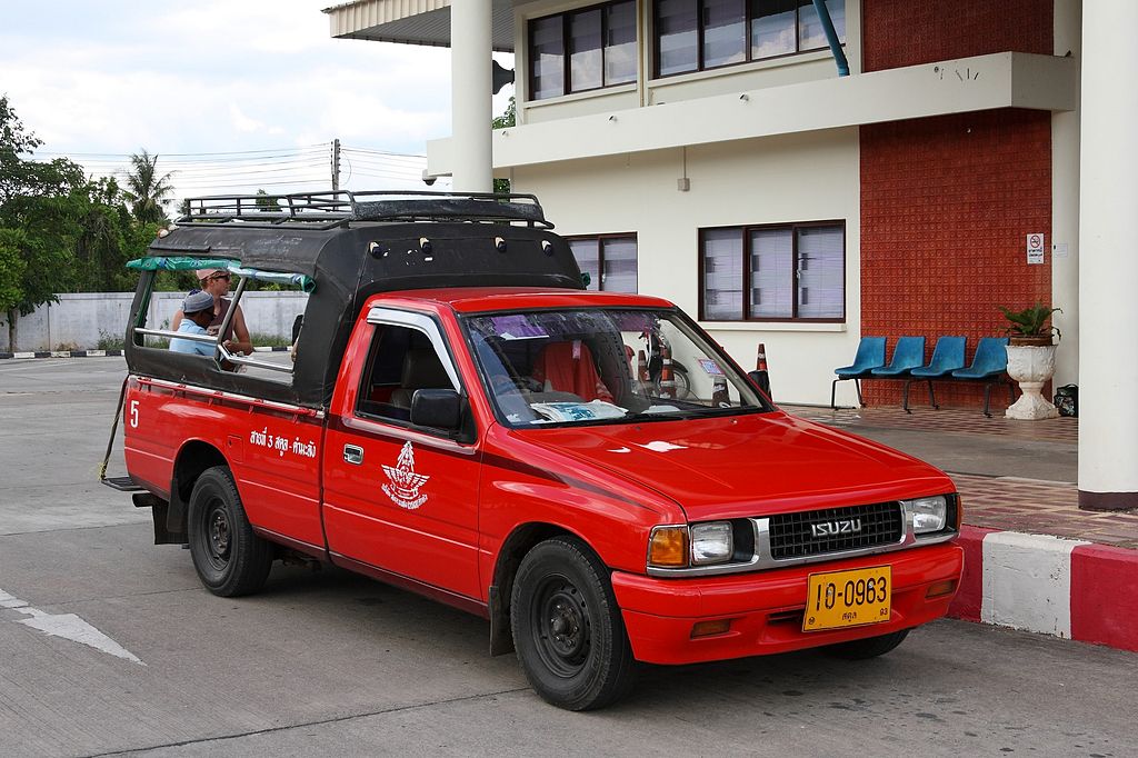 Red baht bus in Satun