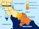 Map of Southern Thailand showing ethnic distribution.