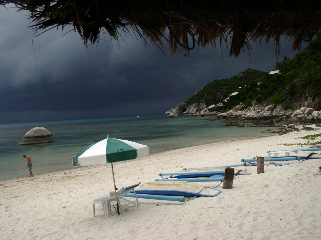 Incoming storm on a beach in Koh Tao