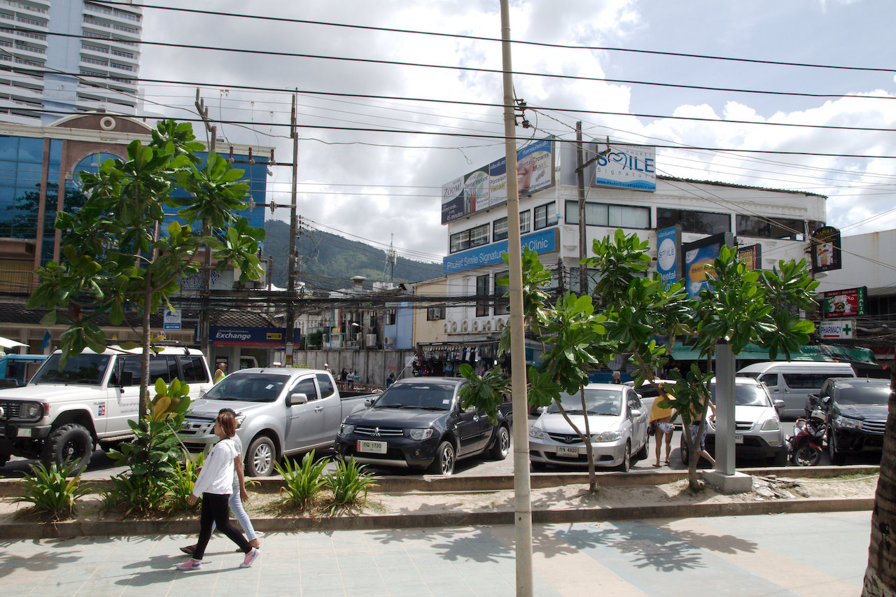 People walking on the street in Kathu, Phuket