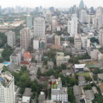 View of Sukhumvit, seen towards west - Bangkok. Sukhumvit Road is in the right margin of the image