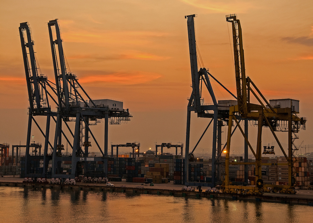 Sunrise at Laem Chabang Port, Chon Buri