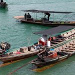Long tail boats in Surat Thani