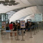 Suvarnabhumi International Airport in Bangkok, concourse building, section D, baggage screening prior to boarding