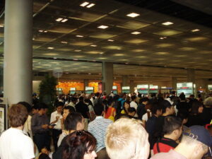 Immigration passport control at Suvarnabhumi Airport in Bangkok
