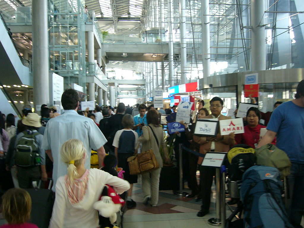 Arrival area at the Passenger terminal of Bangkok Suvarnabhumi International Airport, Samut Prakan