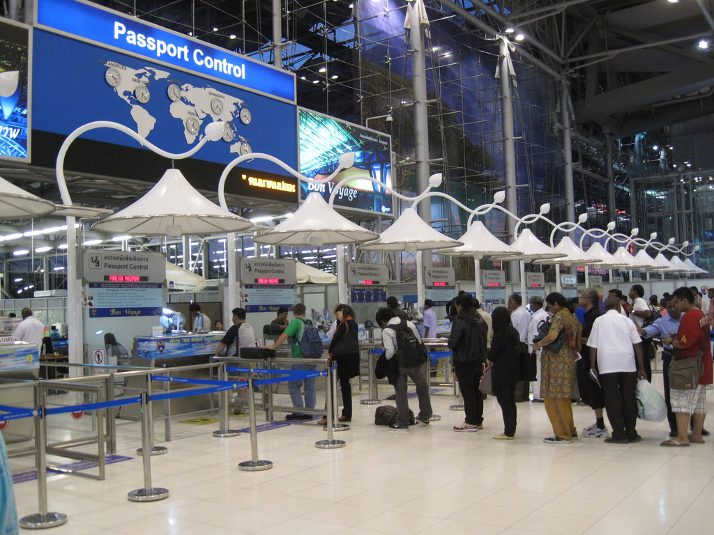 Immigration passport control at Suvarnabhumi Airport, Bangkok