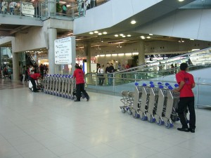 Luggage trolleys at Suvarnabhumi International Airport
