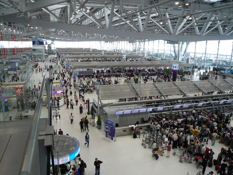 Departures terminal at Suvarnabhumi Airport in Bangkok