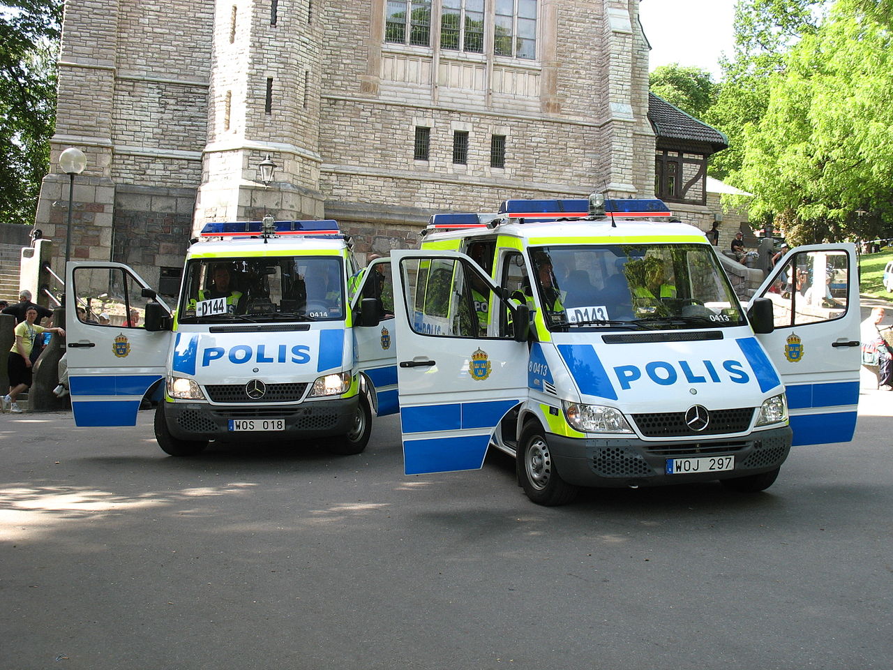 Two vans of the Swedish Police in Stockholm