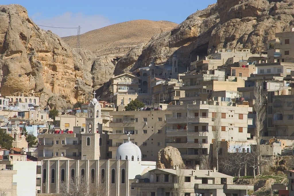 Buildings, a church and landscape in Sednaya & Maaloula, Syria.