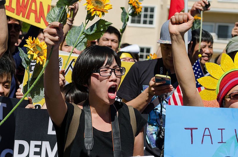 Taiwanese student movement supporters. Photo by Benjamin Dunn/Neon Tommy