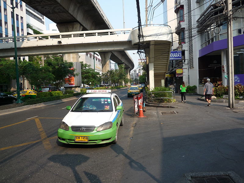 White and green taxi in Bangkok