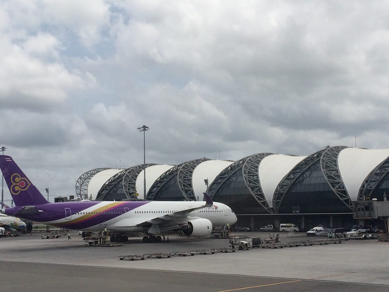 Thai Airways Airbus A350 aircraft at Bangkok Suvarnabhumi Airport in Samut Prakan