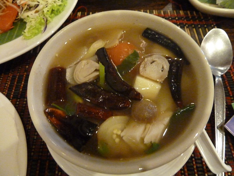 Spicy soup at Vegetarian Restaurant in Chiang Mai
