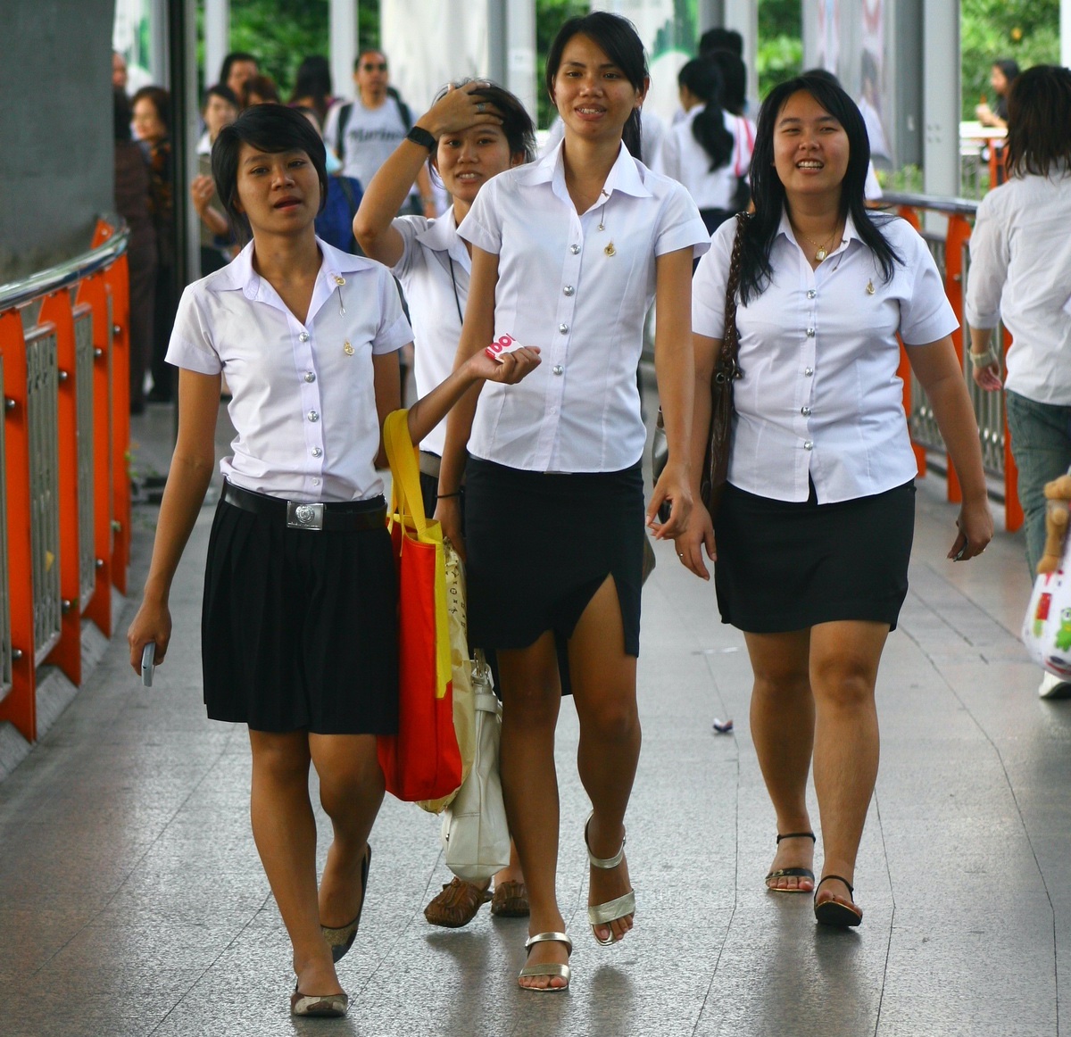 Thai University Students at Victory Monument, Bangkok.