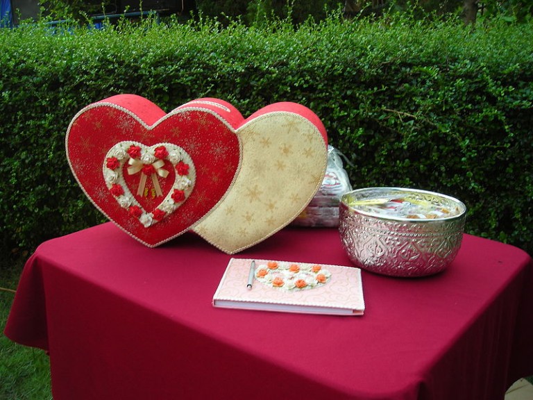 Marriage reception desk in Thailand