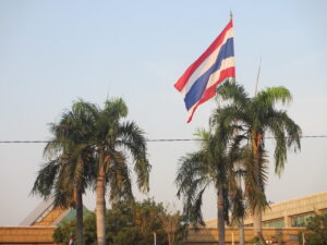Thai flag on the Ministry of Foreign Affairs of the Kingdom of Thailand.