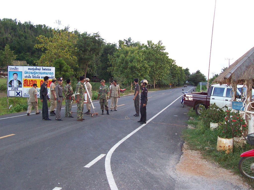 Thai Police checkpoint in Huaikhot,, Uthai Thani