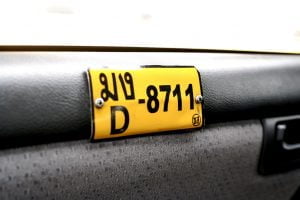 A Thai taxi license plate