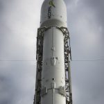 Falcon 9 vertical with THAICOM 8 satellite at Space Launch Complex 40 in Cape Canaveral, FL