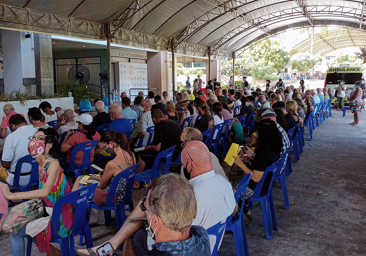 Queue for COVID-19 vaccination in Thailand