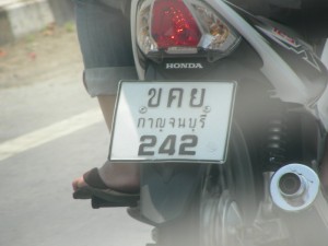 Thai motorcycle license plate