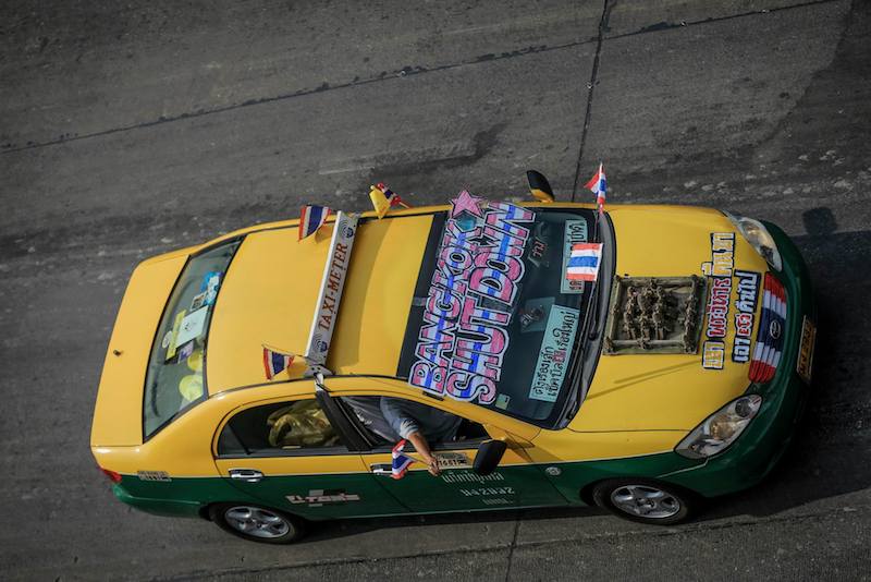 Taxi at Bangkok Shutdown protest
