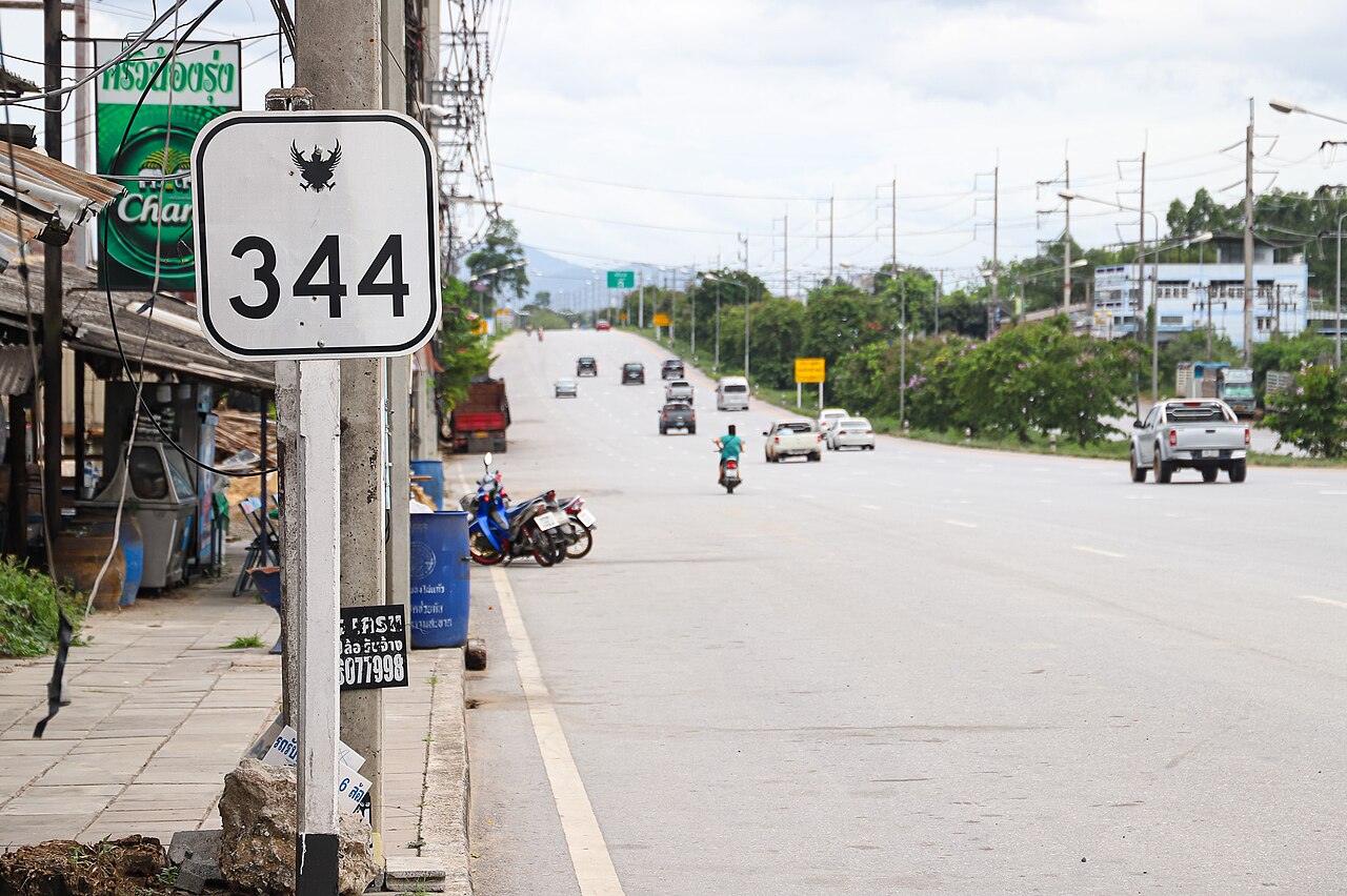 A road in Thailand. Highway 344 connecting connects Chonburi province with Rayong province.