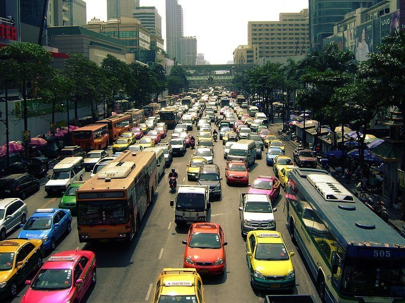 Traffic jam in Ratchadamri, Bangkok