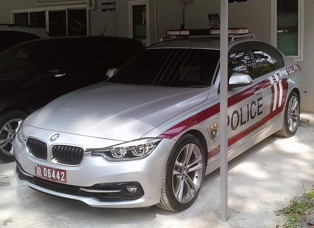 Thailand immigration police BMW smart car that have inbuilt alerts and tracking systems as well a live connection to database-driven information, linked to the country’s biometric system