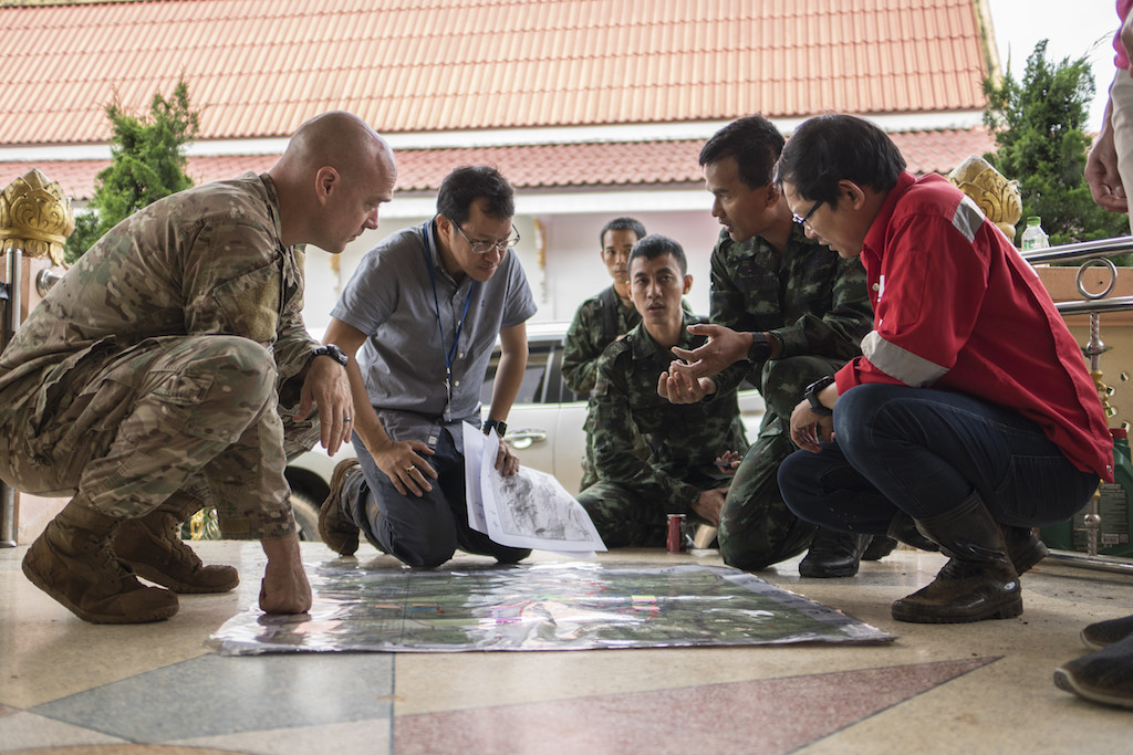 Airmen from the U.S. Indo-Pacific Command meet with Thai military officials and a Thai engineering company in Chiang Rai