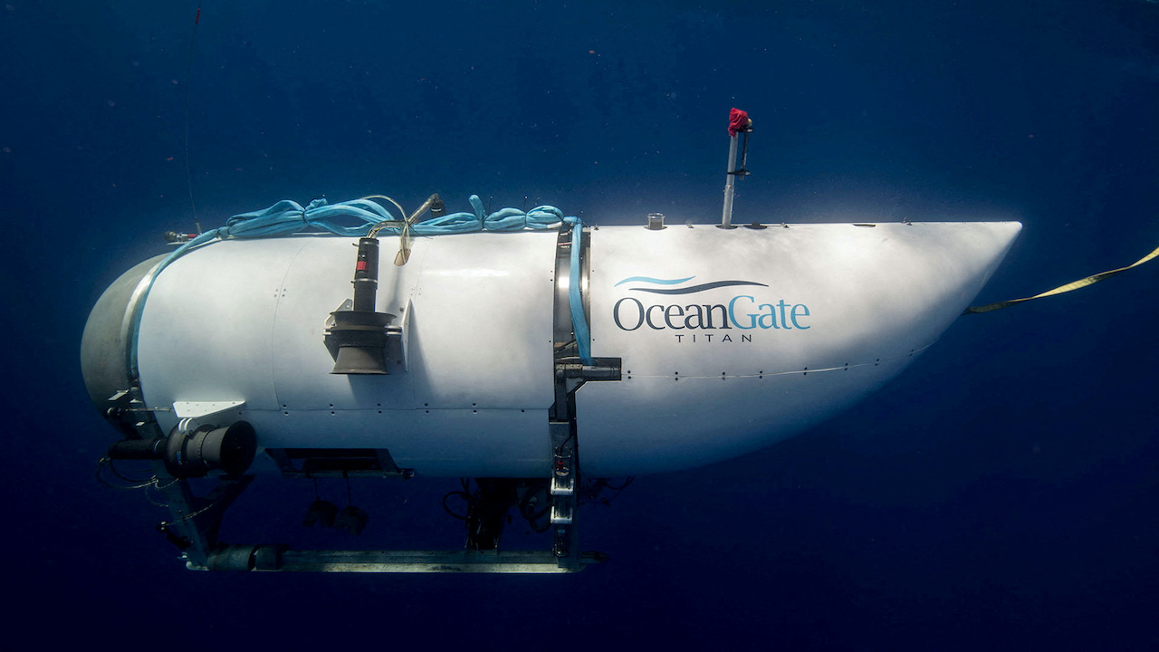 The Titan submersible, operated by OceanGate Expeditions during a private tour of the Titanic.