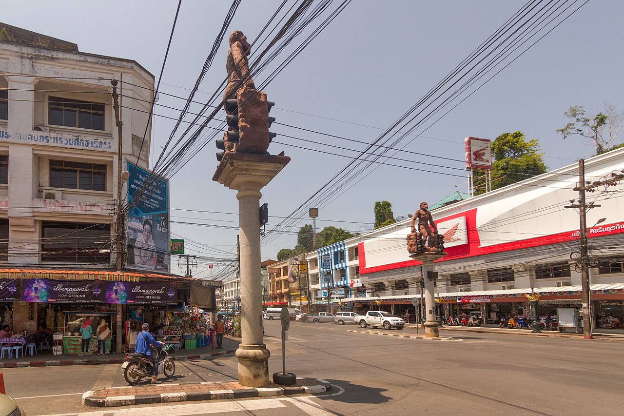 Decorative traffic lights in Krabi Town, Southern Thailand