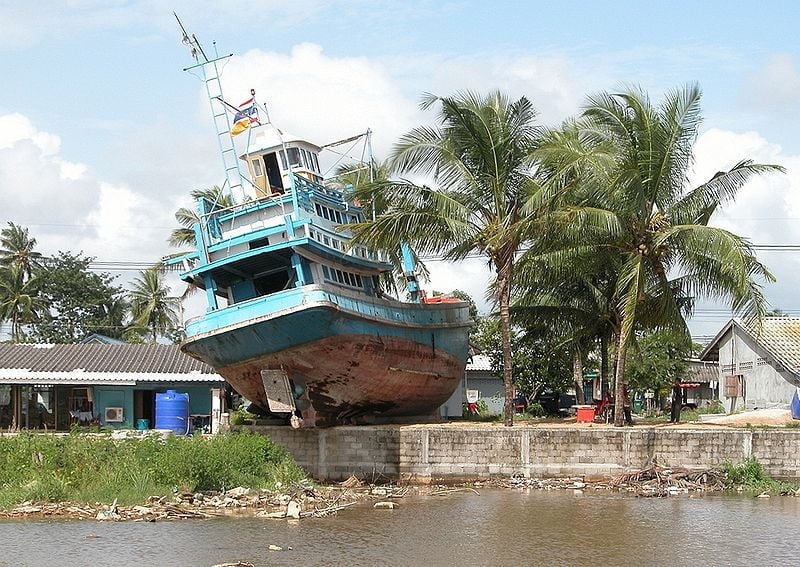 When the 2004 tsunami struck, the boat was swept inland