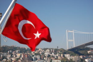 Bosphorus Bridge and the Turkish flag