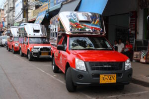 Songthaews (baht bus) in Udon Thani
