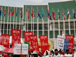 Protesters converged at the UNESCAP in Bangkok to demand climate justice